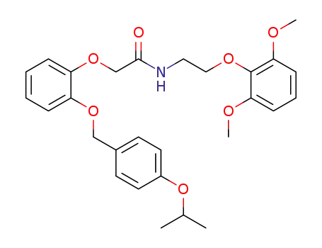 Molecular Structure of 870724-42-8 (Acetamide,
N-[2-(2,6-dimethoxyphenoxy)ethyl]-2-[2-[[4-(1-methylethoxy)phenyl]meth
oxy]phenoxy]-)