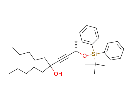 Molecular Structure of 674368-39-9 ((S)-4-(tert-butyldiphenylsiloxy)-1,1-dipentyl-2-pentyn-1-ol)