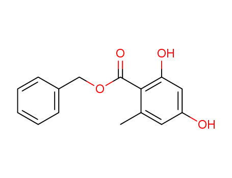 Molecular Structure of 38862-71-4 (Benzoic acid, 2,4-dihydroxy-6-methyl-, phenylmethyl ester)