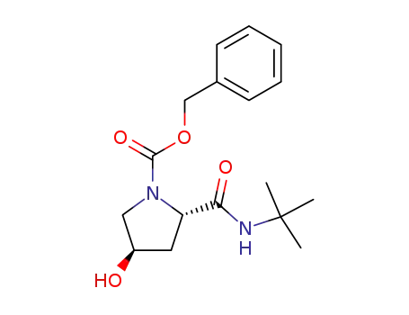 Molecular Structure of 128019-77-2 ((2S,4R)-1-benzyloxycarbonyl-2-tert-butylaminocarbonyl-4-hydroxypyrrolidine)