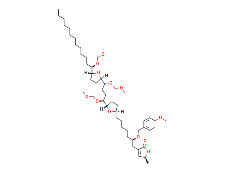 (S)-3-[(R)-7-((2R,5S)-5-{(1S,4R)-1,4-Bis-methoxymethoxy-4-[(2R,5R)-5-((R)-1-methoxymethoxy-tridecyl)-tetrahydro-furan-2-yl]-butyl}-tetrahydro-furan-2-yl)-2-(4-methoxy-benzyloxy)-heptyl]-5-methyl-5H-furan-2-one