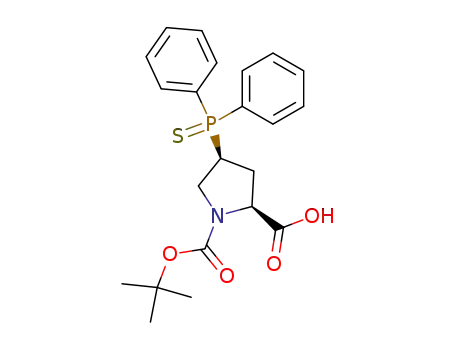 Molecular Structure of 178158-99-1 ((2S,4S)-N-tert-butyloxycarbonyl-4-diphenylphosphinothioyl-proline)