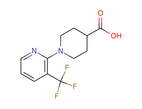 Molecular Structure of 821768-09-6 (1-[3-(Trifluoromethyl)pyridin-2-yl]piperidine-4-carboxylic acid)