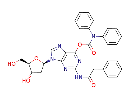 Molecular Structure of 113195-69-0 (Guanosine, 2'-deoxy-N-(phenylacetyl)-, 6-(diphenylcarbamate))