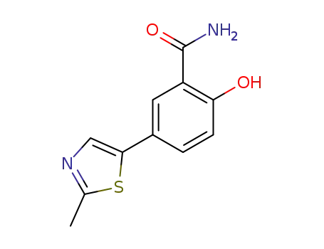 Molecular Structure of 799280-24-3 (2-hydroxy-5-(2-methyl-thiazol-5-yl)-benzamide)