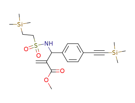 Molecular Structure of 816457-73-5 (methyl 2-((2-(trimethylsilyl)ethylsulfonamido)(4-(2-(trimethylsilyl)ethynyl)phenyl)methyl)acrylate)