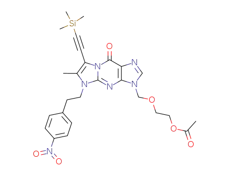 Molecular Structure of 828936-37-4 (9H-Imidazo[1,2-a]purin-9-one,
3-[[2-(acetyloxy)ethoxy]methyl]-3,5-dihydro-6-methyl-5-[2-(4-nitrophenyl)
ethyl]-7-[(trimethylsilyl)ethynyl]-)
