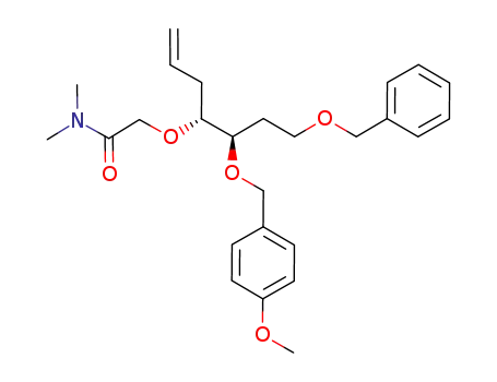 Molecular Structure of 869385-99-9 ((1'R,1R)-2-{1-[3'-benzyloxy-1'-(4-methoxybenzyloxy)propyl]but-3-enyloxy}-N,N-dimethylacetamide)