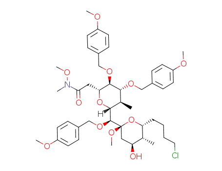 2-[(2R,3R,4R,5R,6R)-6-[(S)-[(2R,4S,5R,6R)-6-(4-Chloro-butyl)-4-hydroxy-2-methoxy-5-methyl-tetrahydro-pyran-2-yl]-(4-methoxy-benzyloxy)-methyl]-3,4-bis-(4-methoxy-benzyloxy)-5-methyl-tetrahydro-pyran-2-yl]-N-methoxy-N-methyl-acetamide