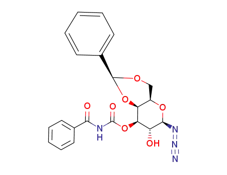 Molecular Structure of 792920-14-0 ((S)-4,6-O-benzylidene-3-O-(N-benzoylcarbamoyl)-galactopyranosyl azide)