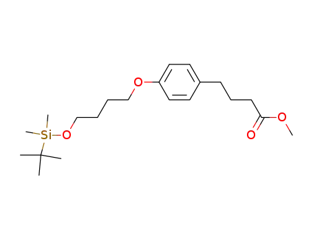 Molecular Structure of 912338-82-0 (Benzenebutanoic acid,
4-[4-[[(1,1-dimethylethyl)dimethylsilyl]oxy]butoxy]-, methyl ester)