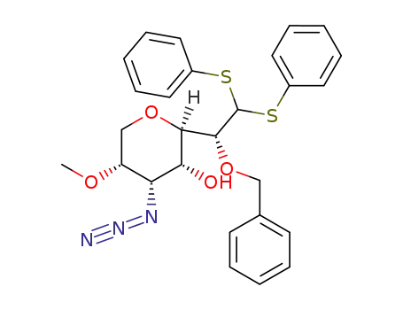 (2R,3R,4S,5S)-4-Azido-2-((R)-1-benzyloxy-2,2-bis-phenylsulfanyl-ethyl)-5-methoxy-tetrahydro-pyran-3-ol