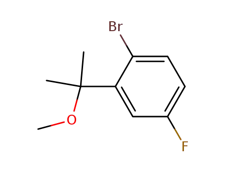 Molecular Structure of 853271-18-8 (1-bromo-4-fluoro-2-(1-methoxy-1-methylethyl)benzene)