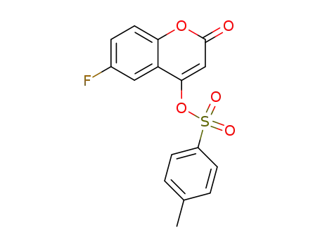 Molecular Structure of 879416-90-7 (2H-1-Benzopyran-2-one, 6-fluoro-4-[[(4-methylphenyl)sulfonyl]oxy]-)