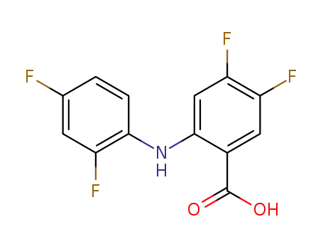 Molecular Structure of 130137-04-1 (2-(2,4-difluorophenylamino)-4,5-difluorobenzoic acid)