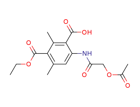 Molecular Structure of 768368-41-8 (1,3-Benzenedicarboxylic acid,
4-[[(acetyloxy)acetyl]amino]-2,6-dimethyl-, 1-ethyl ester)