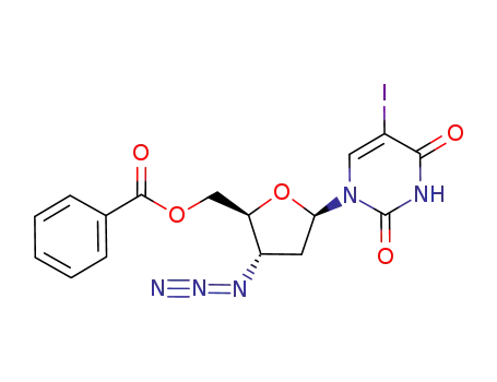 Molecular Structure of 878412-58-9 (Uridine, 3'-azido-2',3'-dideoxy-5-iodo-, 5'-benzoate)