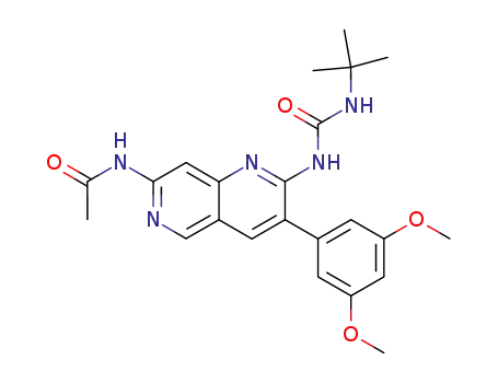 Molecular Structure of 311819-90-6 (N-[2-[[(tert-butylamino)carbonyl]amino]-3-(3,5-dimethoxyphenyl)-1,6-naphthyridin-7-yl]acetamide)