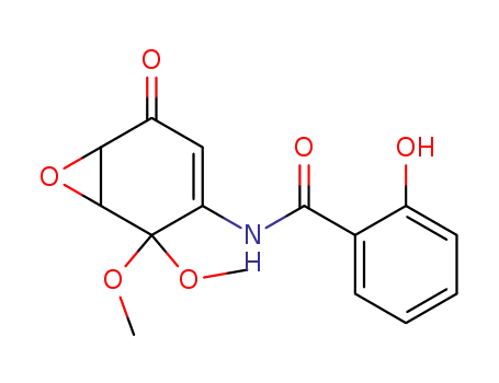 Molecular Structure of 287194-32-5 (N-(2,2-diMethoxy-5-oxo-7-oxabicyclo[4.1.0]hept-3-en-3-yl)-2-hydroxybenzaMide)