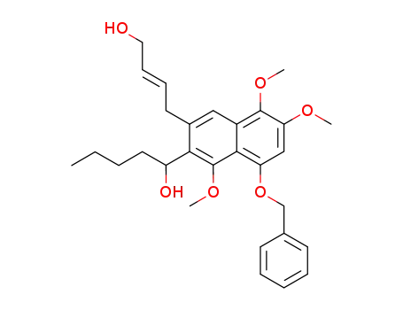 Molecular Structure of 809231-36-5 (2-Naphthalenemethanol,
a-butyl-3-[(2E)-4-hydroxy-2-butenyl]-1,5,6-trimethoxy-8-(phenylmethoxy)
-)