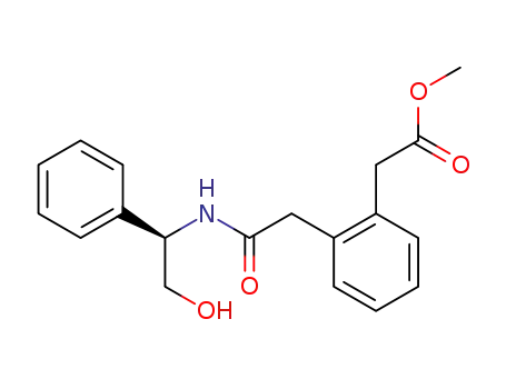 Molecular Structure of 863908-13-8 (Benzeneacetic acid,
2-[2-[[(1R)-2-hydroxy-1-phenylethyl]amino]-2-oxoethyl]-, methyl ester)