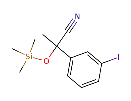 Molecular Structure of 880132-79-6 (Benzeneacetonitrile, 3-iodo-a-methyl-a-[(trimethylsilyl)oxy]-)