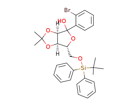 Molecular Structure of 881423-76-3 (1-(2-bromophenyl)-5-O-(tert-butyldiphenylsilyl)-2,3-O-isopropylidene-D-ribofuranose)