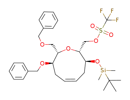 Molecular Structure of 876288-81-2 ((2R,3S,5Z,8R,9S)-[8-benzyloxy-9-benzyloxymethyl-3-(tret-butyldimethylsilyloxy)-2,3,4,7,8,9-hexahydrooxonin-2-yl]methyl trifluoromethanesulfonate)