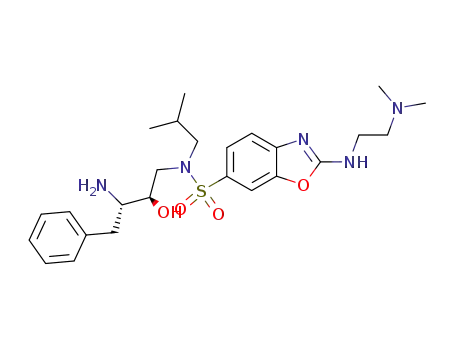 Molecular Structure of 470704-95-1 (2-(2-Dimethylamino-ethylamino)-benzooxazole-6-sulfonic acid ((2R,3S)-3-amino-2-hydroxy-4-phenyl-butyl)-isobutyl-amide)