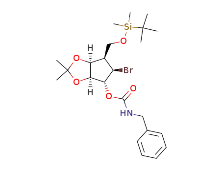 Molecular Structure of 732308-56-4 ((1R,2R,3S,4S,5R)-2-O-(N-benzylcarbamoyl)-1-bromo-5-(O-tert-butyldimethylsilyloxymethyl)-3,4-O-isopropylidenecyclopentane-1,2,3-triol)