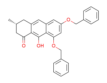 Molecular Structure of 790699-58-0 ((3R)-6,8-dibenzyloxy-9-hydroxy-3-methyl-3,4-dihydro-2H-anthracen-1-one)