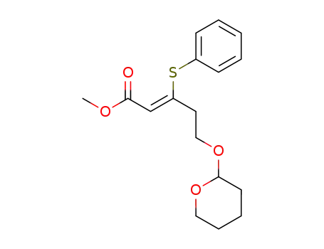 Molecular Structure of 791810-06-5 (methyl (2Z)-3-phenylsulfanyl-5-(tetrahydro-2H-pyran-2-yloxy)pent-2-enoate)