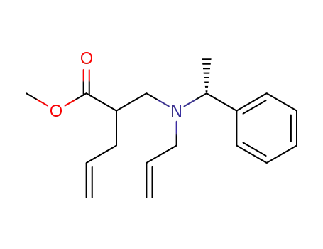 Molecular Structure of 924276-63-1 (4-Pentenoic acid, 2-[[[(1R)-1-phenylethyl]-2-propen-1-ylamino]methyl]-,
methyl ester)