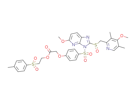 Molecular Structure of 1015067-32-9 (2-tosylethyl 2-{4-[5-methoxy-2-(4-methoxy-3,5-dimethyl-pyridin-2-ylmethanesulfinyl)-3H-imidazo[4,5-b]pyridine-3-ylsulfonyl]-phenoxy}-acetate)
