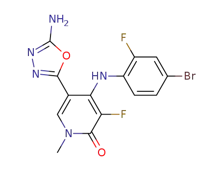 5-(5-amino-[1,3,4]oxadiazol-2-yl)-4-(4-bromo-2-fluorophenylamino)-3-fluoro-1-methyl-1H-pyridin-2-one