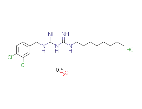 Molecular Structure of 218282-71-4 (Imidodicarbonimidicdiamide, N-[(3,4-dichlorophenyl)methyl]-N'-octyl-, hydrochloride, hydrate(2:2:1))