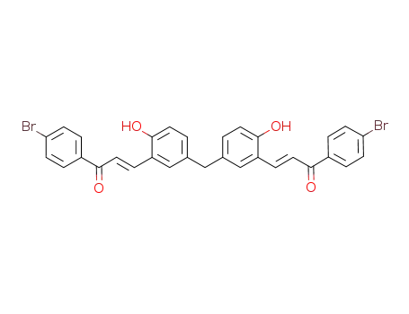 Molecular Structure of 957853-17-7 ((E)-1-(4-bromophenyl)-3-(5-{3-[(E)-3-(4-bromophenyl)-3-oxo-1-propenyl]-4-hydroxybenzyl}-2-hydroxyphenyl)-2-propen-1-one)