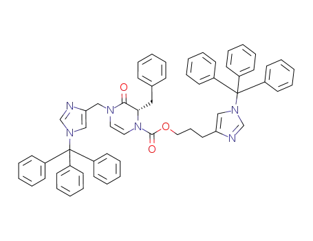 1(2H)-Pyrazinecarboxylic acid,
3,4-dihydro-3-oxo-2-(phenylmethyl)-4-[[1-(triphenylmethyl)-1H-imidazol-
4-yl]methyl]-, 3-[1-(triphenylmethyl)-1H-imidazol-4-yl]propyl ester, (2S)-