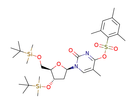 Molecular Structure of 947251-79-8 (3',5'-bis-O-(tert-butyldimethylsilyl)-O<sup>4</sup>-[(2,4,6-trimethylphenyl)sulfonyl]thymidine)
