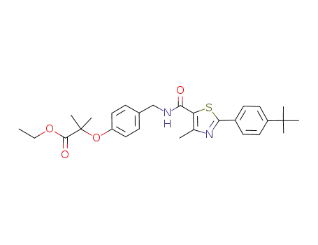 Molecular Structure of 343322-04-3 (ethyl 2-[(4-{[({2-[4-(1,1-dimethylethyl)phenyl]-4-methyl-1,3-thiazol-5-yl}carbonyl)amino]methyl}phenyl)oxy]-2-methylpropanoate)