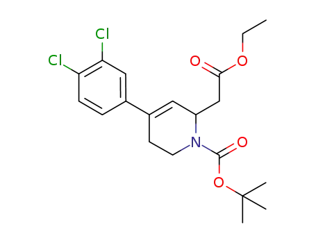 Molecular Structure of 1013097-76-1 (1,1-dimethylethyl 4-(3,4-dichlorophenyl)-6-[2-(ethyloxy)-2-oxoethyl]-3,6-dihydro-1(2H)-pyridinecarboxylate)