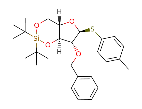 Molecular Structure of 932719-28-3 (p-cresyl 2-O-benzyl-3,5-O-(di-tert-butylsilylene)-1-thio-α-L-arabinofuranoside)