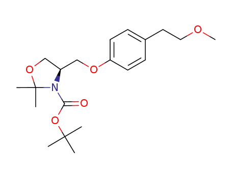 Molecular Structure of 935547-68-5 (4(R)-4-((4-(2-methoxyethyl)phenoxy)methyl)-2,2-dimethyloxazolidine-3-carboxylic acid tert-butyl ester)