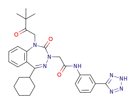 2-(5-cyclohexyl-1-(3,3-dimethyl-2-oxo-butyl)-2-oxo-1,2-dihydro-3H-1,3,4-benzotriazepin-3-yl)-N-(3-(2H-tetrazol-5-yl)-phenyl)-acetamide