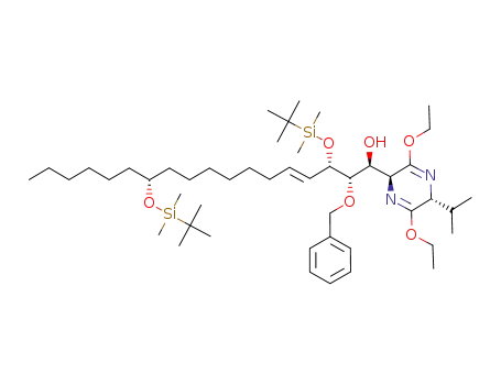 (1S,1S,2S,3S,4'R,12R)-2-benzyloxy-3,12-di(tert-butyldimethylsiloxy)-1-(3',6'-diethoxy-4'-(isopropyl)-1'H,4'H-2',5'-diazyl)-octadec-4-ene-1-ol