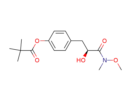 Molecular Structure of 915396-60-0 ((S)-4-(2-hydroxy-3-(methoxy(methyl)amino)-3-oxopropyl)phenyl pivalate)