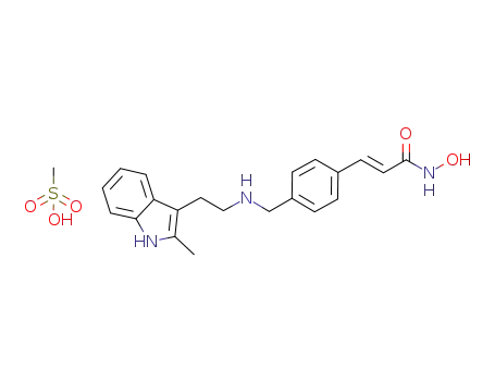 Molecular Structure of 960055-60-1 (N-hydroxy-3-[4-[[[2-(2-methyl-1H-indol-3-yl)ethyl]amino]methyl]phenyl]-2E-2-propenamide phosphate)