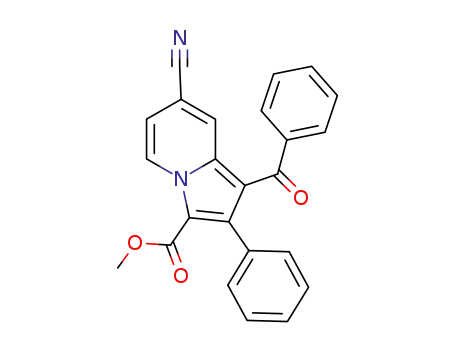 Molecular Structure of 928168-66-5 (3-Indolizinecarboxylic acid, 1-benzoyl-7-cyano-2-phenyl-, methyl ester)