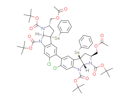 (2S,2'S,3aR,3'aR,8aR,8'aR)-tetra-tert-butyl 2,2'-bis(acetoxymethyl)-6,6'-dichloro-3a,3'a-bis(phenylselanyl)-3,3a,3',3'a-tetrahydro-5,5'-bipyrrolo[2,3-b]indole-1,1',8,8'(2H,2'H,8aH,8'aH)-tetracarboxylate