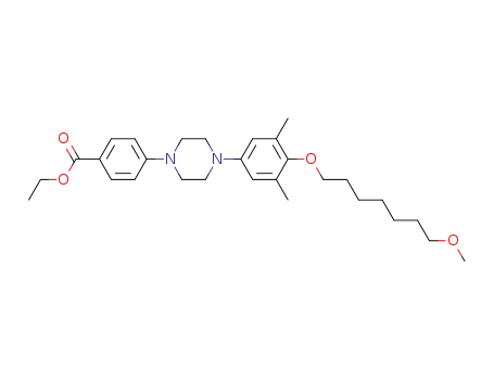 Molecular Structure of 303975-55-5 (ethyl 4-[4-[4-(7-methoxyheptyloxy)-3,5-dimethylphenyl]piperazin-1-yl]benzoate)